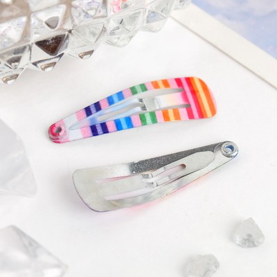 Невидимка для волос "Малышка" (набор 12 шт) яркие полоски, 3 см