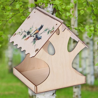 Кормушка для птиц «Птички на ветке», с принтом, 24×24×27 см