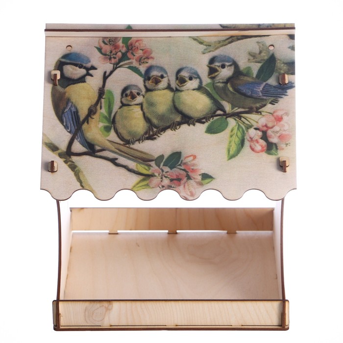 Кормушка для птиц "Птичка и птенцы", с принтом, 24×24×27 см - фото 1890938385