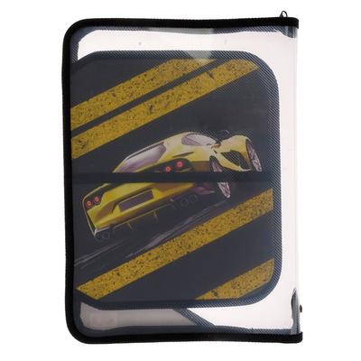 Папка для труда А4, молния вокруг, откидная планка, пластиковая, Calligrata, Street racing