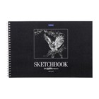 Альбом для рисования А4, 20 листов на гребне SketchBook «Сова», жёсткая подложка, блок чёрная бумага 160 г/м2 - Фото 1