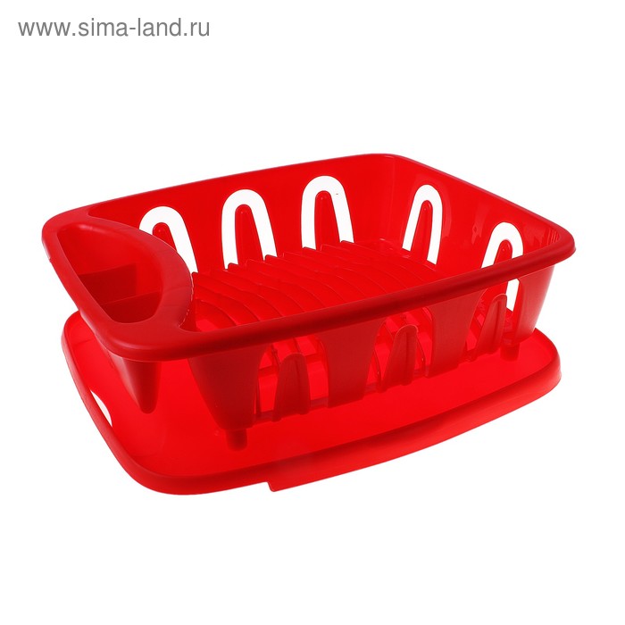 Сушилка для посуды с поддоном "Люкс", цвет красный - Фото 1