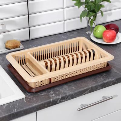 Сушилка для посуды Plastic Centre «Лилия», 48×30.5×8.5 см, с поддоном, МИКС