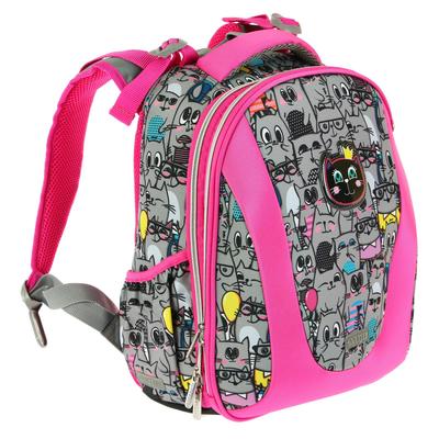 Рюкзак каркасный, deVENTE Sharp, 37 х 30 х 18 см, Cat Princess, серый/розовый