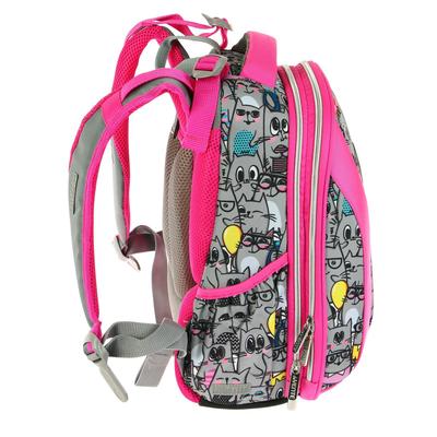 Рюкзак каркасный, deVENTE Sharp, 37 х 30 х 18 см, Cat Princess, серый/розовый