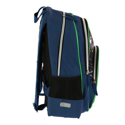 Рюкзак школьный эргономичная спинка deVENTE Basic, 38 х 32 х 18 см, Football Team, синий