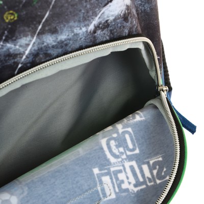 Рюкзак школьный эргономичная спинка deVENTE Basic, 38 х 32 х 18 см, Football Team, синий