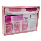 Набор для ванной «Бренд», 7 предметов (мыльница, 2 стакана, дозатор для мыла, штора, коврик, крючки, шторка) - Фото 2