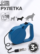 Рулетка малая эконом, 3 м, до 18 кг, синяя - Фото 1