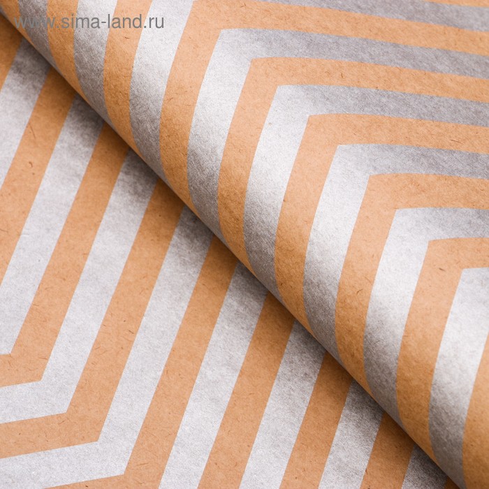 Бумага упаковочная, "Зиг-Заг", крафт, серебрянная, 50 х 70 см - Фото 1