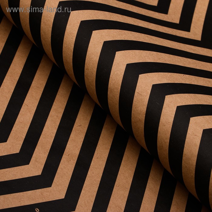 Бумага упаковочная, "Зиг-Заг", крафт, черная, 50 х 70 см - Фото 1