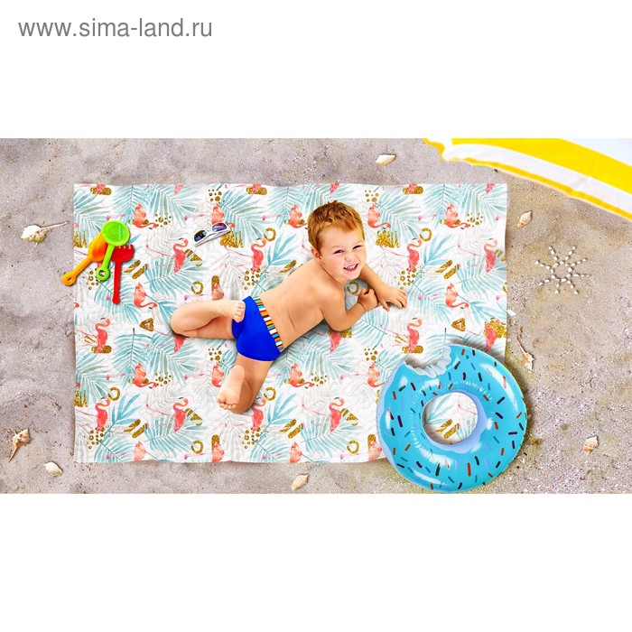 Пляжное покрывало «Стая фламинго», размер 90 × 140 см
