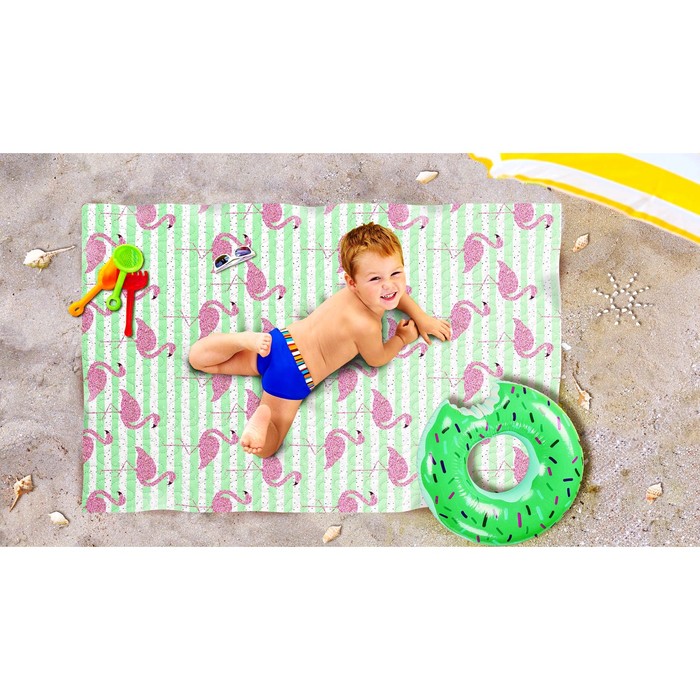 Пляжное покрывало «Фламинго на песке», размер 90 × 140 см