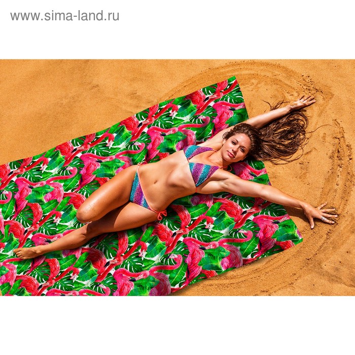 Пляжное покрывало «Фламинго», размер 145 × 200 см