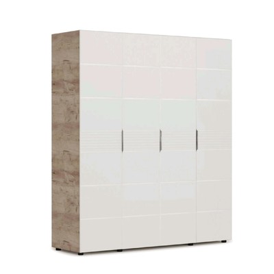Шкаф «Джулия», 4х дверный без зеркал, 1786 × 560 × 2058 мм, цвет крафт серый/белый глянец