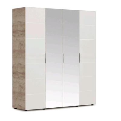 Шкаф «Джулия», 4х дверный с 2 зеркалами, 1786 × 560 × 2058 мм, крафт серый / белый глянец