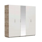 Шкаф «Джулия», 5-ти дверный с 1 зеркалом, 2232 × 560 × 2058 мм, крафт серый / белый глянец - Фото 1