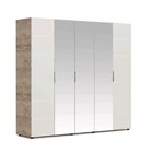 Шкаф «Джулия», 5-ти дверный с 3 зеркалами, 2232 × 560 × 2058 мм, крафт серый/белый глянец - Фото 1
