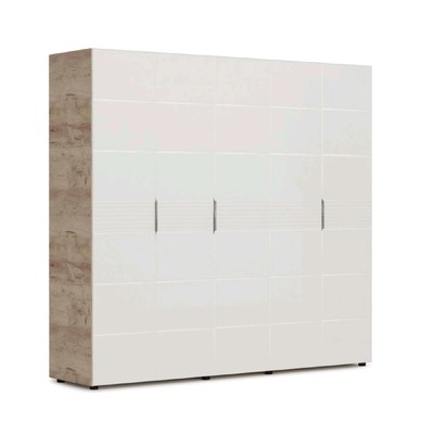 Шкаф «Джулия», 5-ти дверный без зеркал, 2232 × 560 × 2058 мм, крафт серый / белый глянец