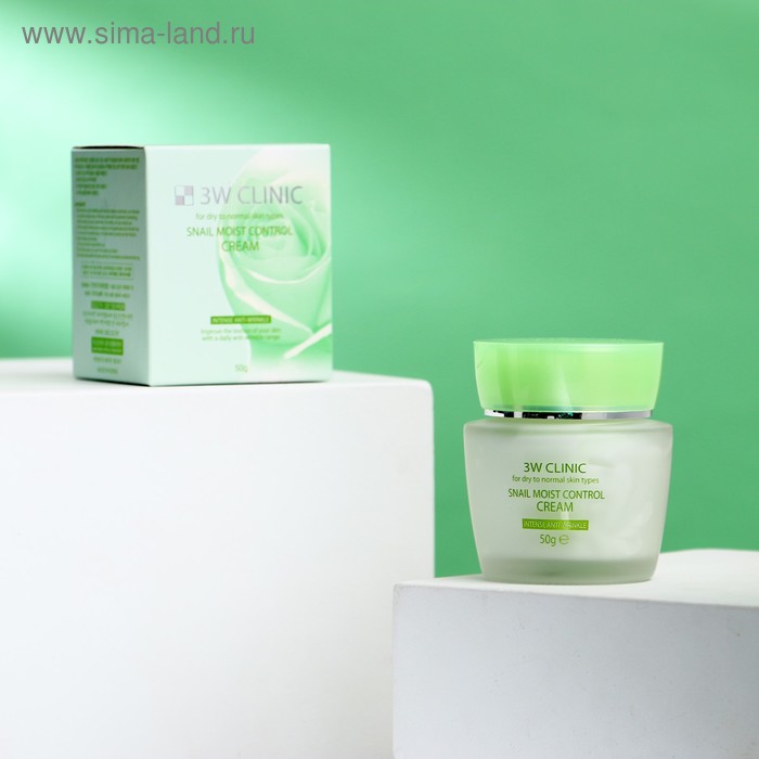 Восстанавливающий крем для лица с улиточным муцином 3W CLINIC Snail Moist Control Cream, 50 г - Фото 1