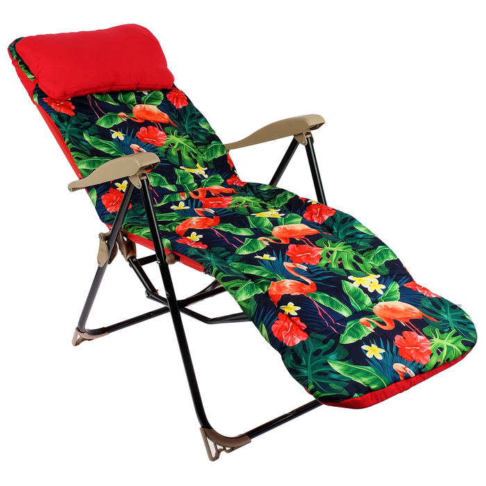Кресло-шезлонг, 82x59x116 см, принт с фламинго - фото 1907108231