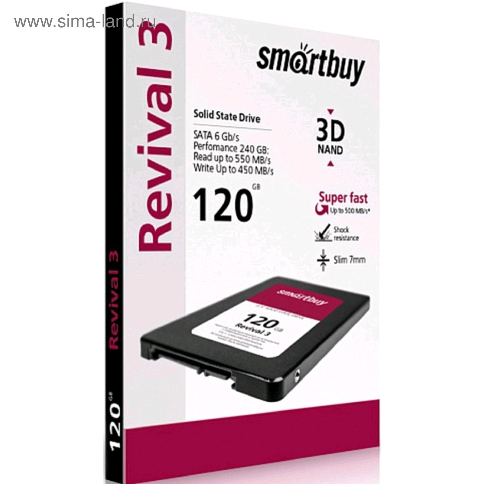 Накопитель SSD SmartBuy Revival3 SB120GB-RVVL3-25SAT3, 120Гб, SATA-III,  2,5