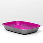 Туалет для кошек, 33.5×25×6 с, округлый, с сеткой, пластик, маджента, серый - Фото 3