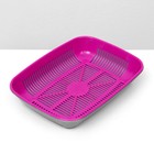 Туалет для кошек, 33.5×25×6 с, округлый, с сеткой, пластик, маджента, серый - Фото 2