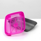 Туалет для кошек, 33.5×25×6 с, округлый, с сеткой, пластик, маджента, серый - Фото 5