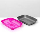 Туалет для кошек, 33.5×25×6 с, округлый, с сеткой, пластик, маджента, серый - Фото 6