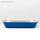 Туалет для кошек, 33.5×25×6 см, округлый, с сеткой, пластик, бежевый, синий - Фото 3