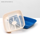 Туалет для кошек, 33.5×25×6 см, округлый, с сеткой, пластик, бежевый, синий - Фото 5