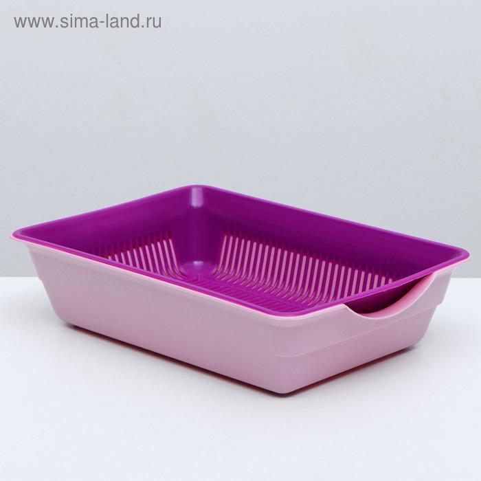 Туалет глубокий с сеткой 36 х 25 х 9 см, розовый/пурпурный - Фото 1