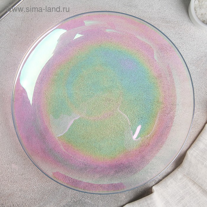 Тарелка стеклянная подстановочная «Жемчуг», d=26,6 см, цвет перламутровый - Фото 1