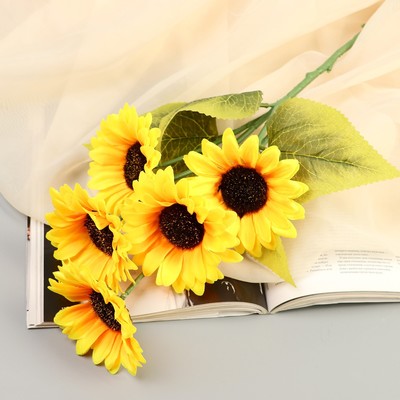 Цветы искусственные «Пять подсолнухов», 9×53 см