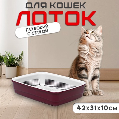 Лоток большой с сеткой Atlantis «Стандарт», 42×31×10 см, красный