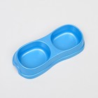 Миска двойная 2 х 0,3 л, 28 х 12,5 х 5 см, голубой перламутр - фото 22846512