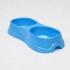 Миска двойная 2 х 0,3 л, 28 х 12,5 х 5 см, голубой перламутр - фото 22846513