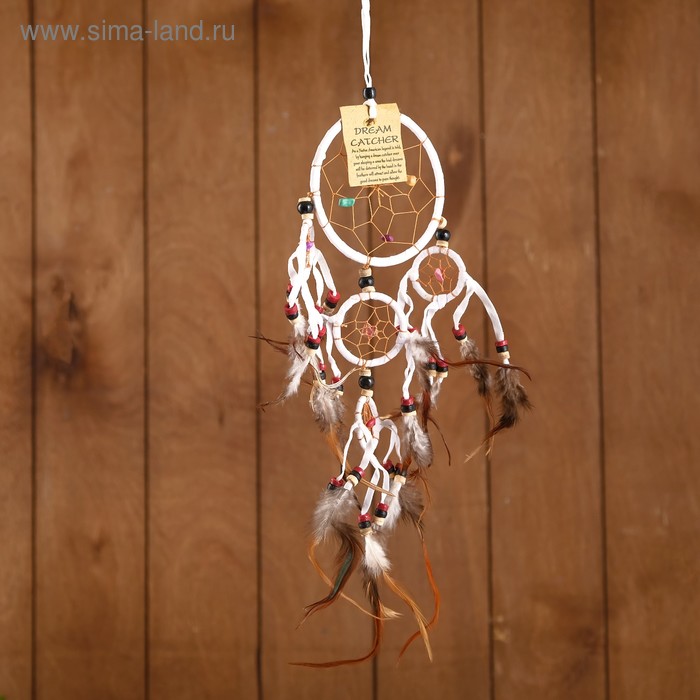 Ловец снов «Пять колец», 14×0.5×40 см, белый