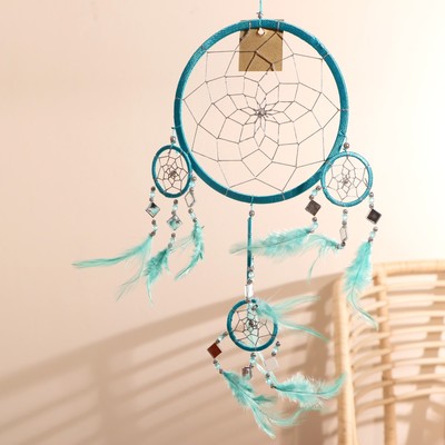 Ловец снов «Пять колец», 25×0.5×50 см, бирюзовый