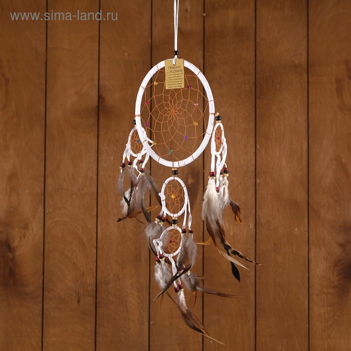 Ловец снов «Пять колец», 25×0.5×50 см, белый - Фото 1