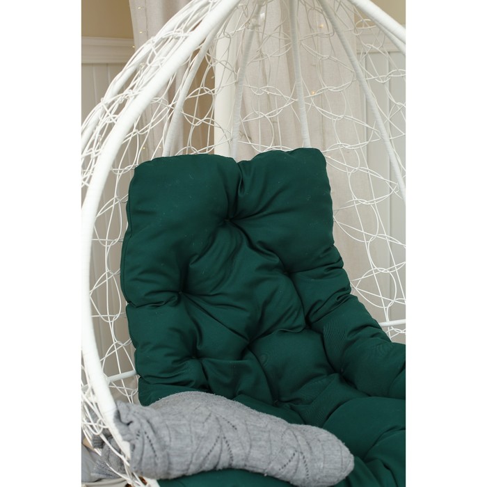 Подвесное кресло «Бароло», капля, цвет белый, подушка зелёная, стойка - фото 1908566693