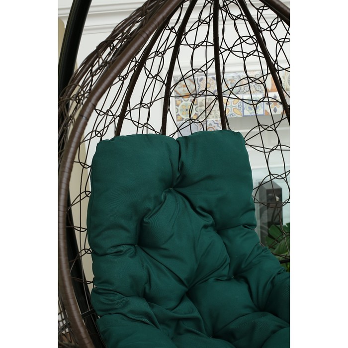 Подвесное кресло «Бароло», капля, цвет коричневый, подушка зелёная, стойка - фото 1908566700
