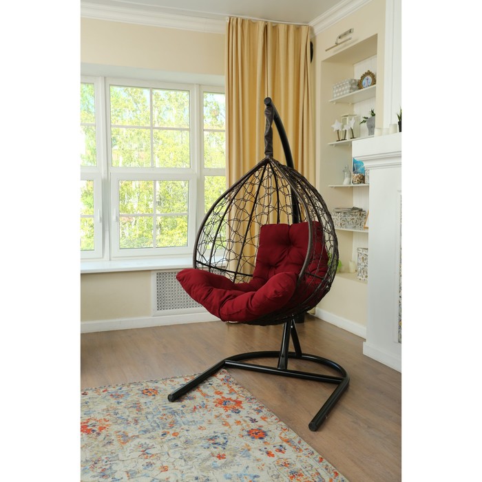Подвесное кресло «Бароло», капля, цвет коричневый, подушка бордо, стойка - Фото 1