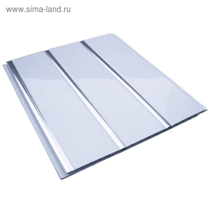 Панель потолочная ПВХ, 3000×200 мм, цвет белый/лак серебро - Фото 1