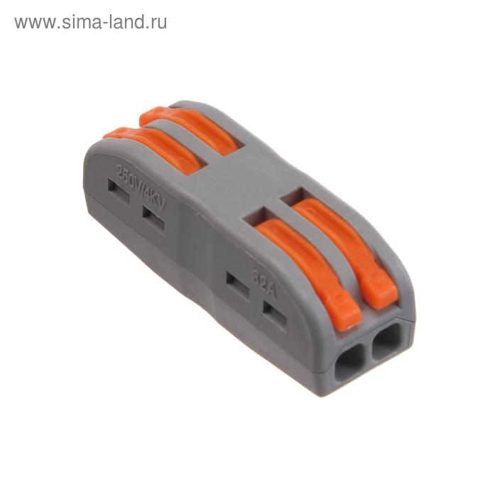 Строительно-монтажная клемма проходная Luazon Lighting, 32А, 0,08-4 мм2, фаза-ноль, наб 5 ш. - Фото 1