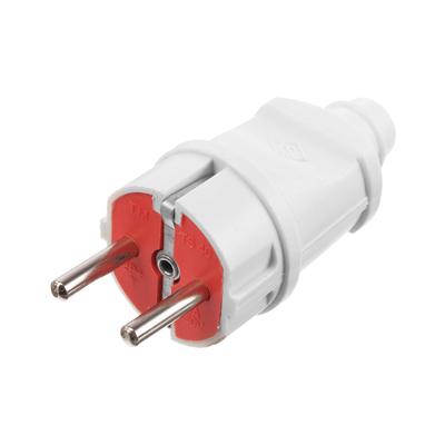 Вилка прямая, 16 А, без заземления, 220 В, белая