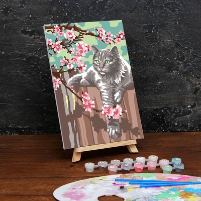 Картина по номерам на холсте с подрамником «Кот на заборе», 20 х 30 см