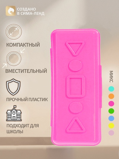 Пенал - футляр Calligrata «Школьный», 80×205×38 мм, полупрозрачный. пластиковый, МИКС