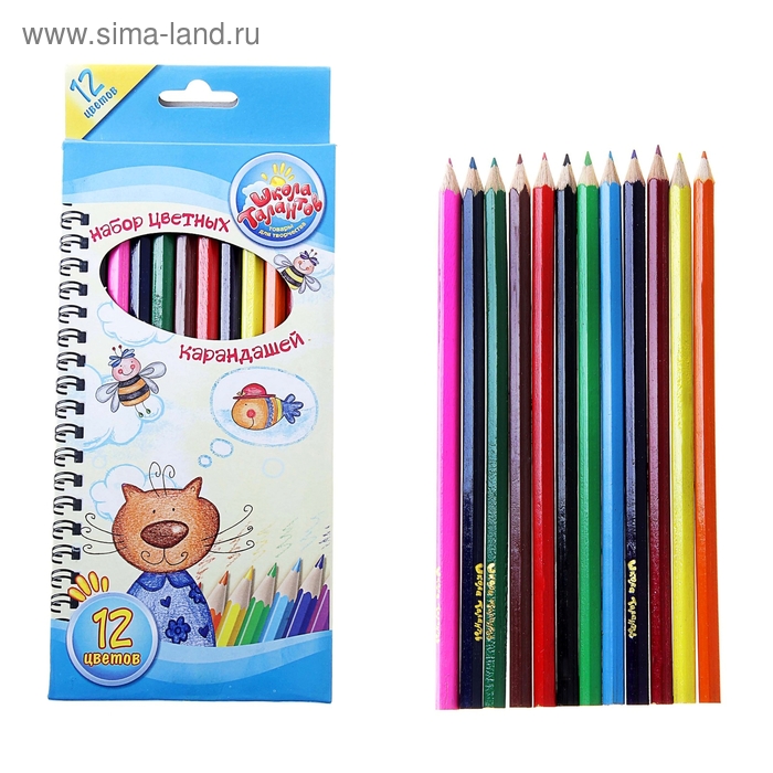 Карандаши 12 цветов Школа талантов - Фото 1